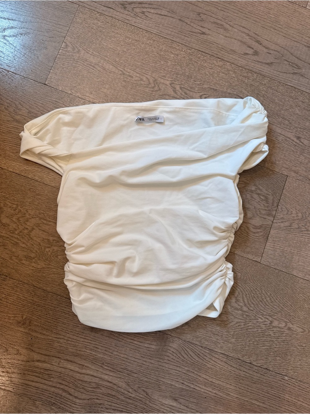 Zara Cream Off-Shoulder Ruched Top